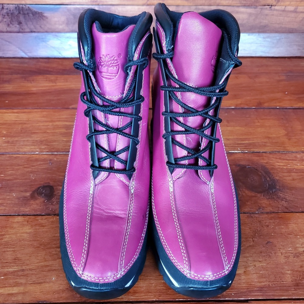 Timberland Euro Dub Ankle Boots Booties Women 7 Pink Leather - Picture 4 of 7